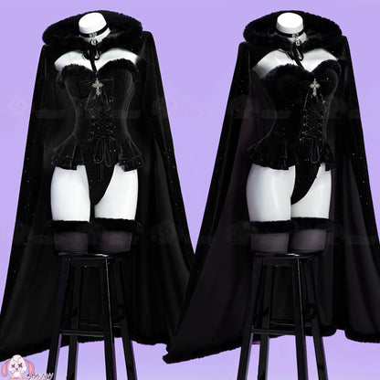 Original Witch Banquet Cosplay Costume Halloween Black Purple Plush Cape Summer Outfit Anime Prop Halloween - product image 3