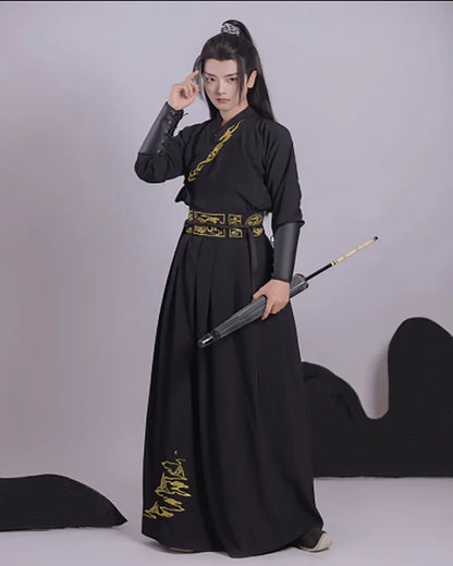Hanfu Men Chinese Traditional Costume Ancient Hanfu Sets Male Halloween Costume Hanfu - 3pcs Full Set / XXL