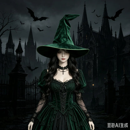 Glinda Wicked Witches Hats Black Large Ruched Witch Hat Women Costume Accessory Halloween Cosplay Party Decor - product image 6