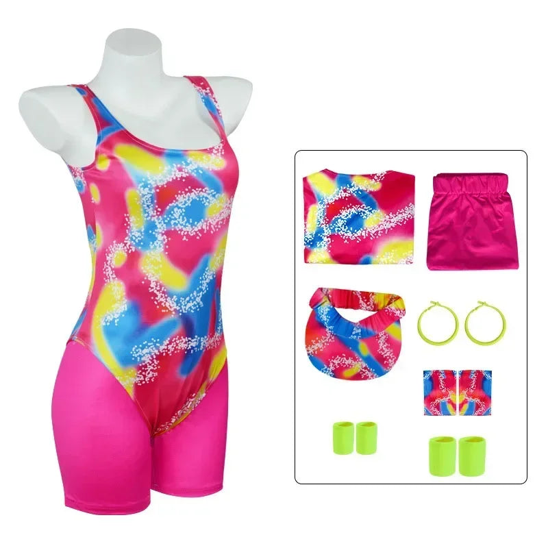 80s Workout Costume for Halloween Costume 80s 90s Workout Outfit for Adult Men's Include - barbie / 150