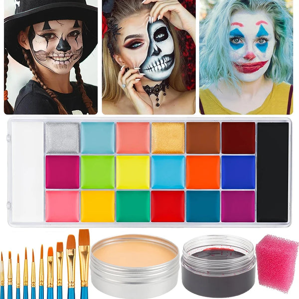 12/20 Colors Face Body Painting Fake Blood ,Halloween Professional Special Effects Makeup Kit with Wound - product image 1