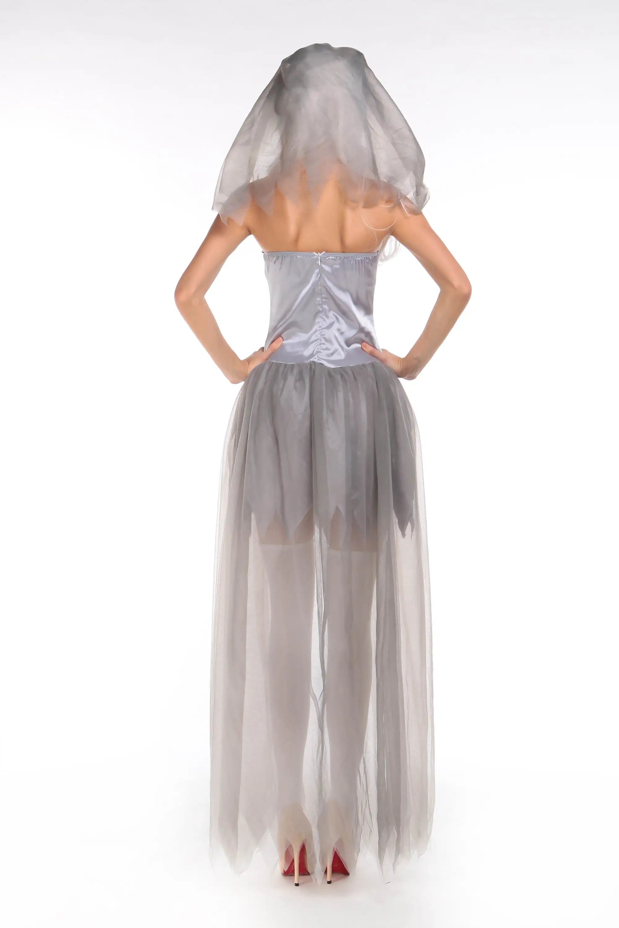 Women's Zombie Corpse Bride Costume Dress – Gray, One Size