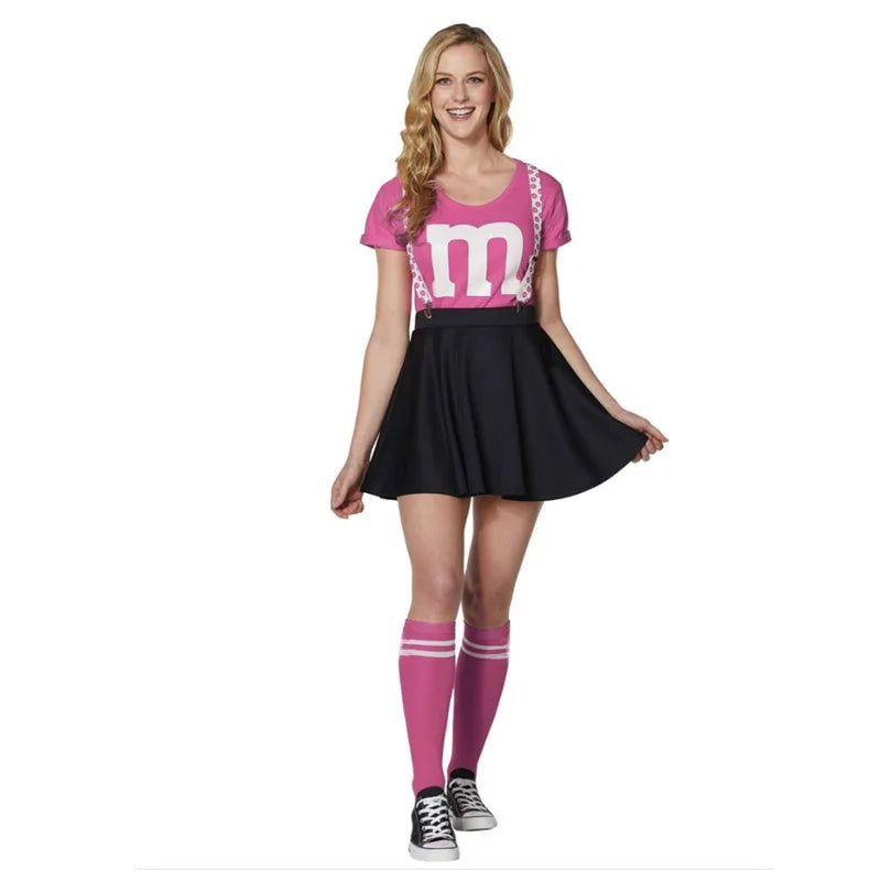 Women's M&M's Team T-shirt Black Skirt Stocking Funny Costume - alternate view 5