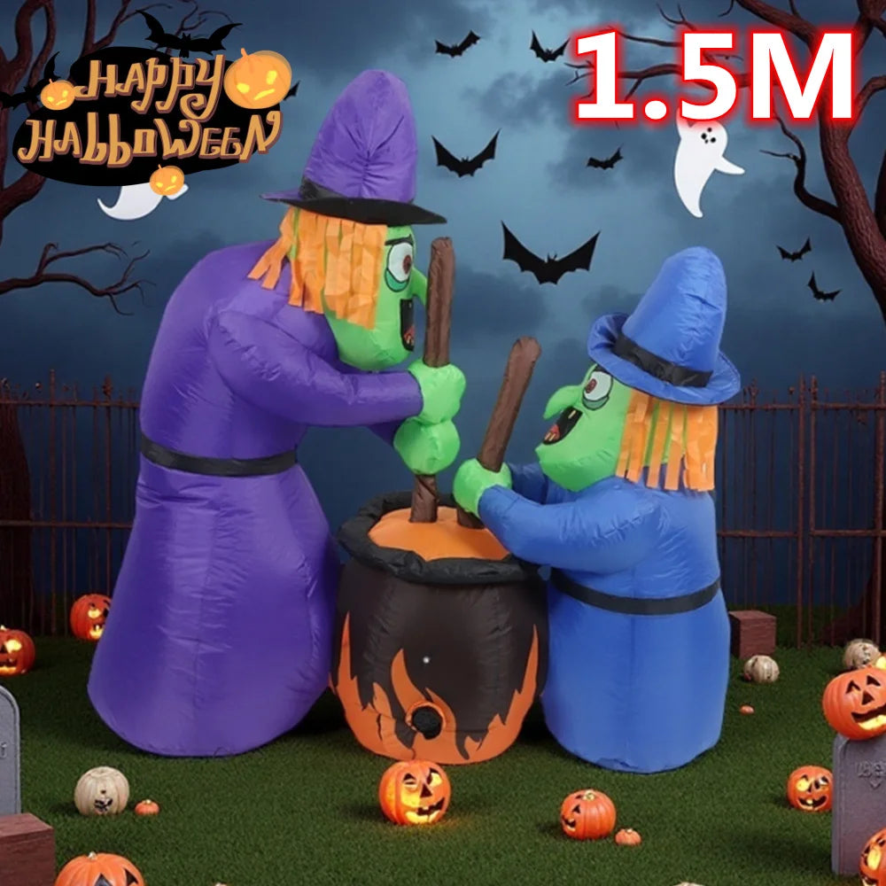 5FT Halloween Two Witches Boiling Medicine Model Built - in LED Lights for - product image 1