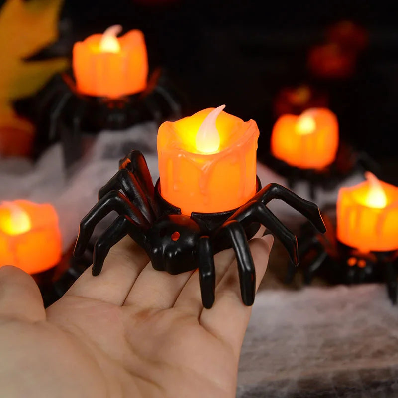 LED Spider Halloween Candle Lights – 1–10 Pack
