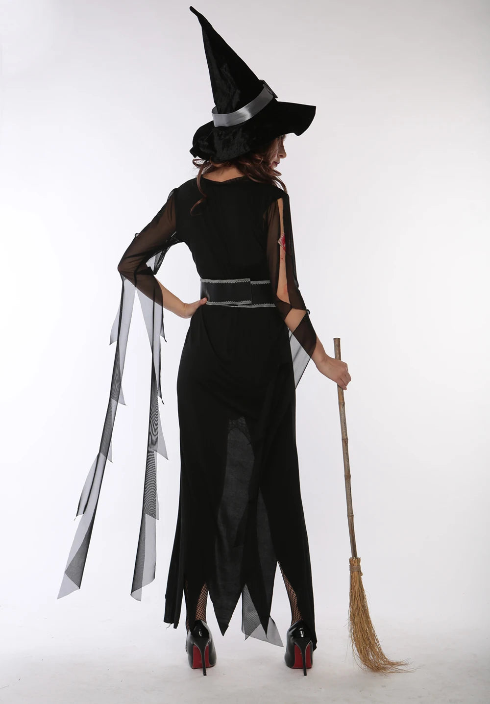 Women's Black Mesh Witch Costume – Gothic Halloween Dress