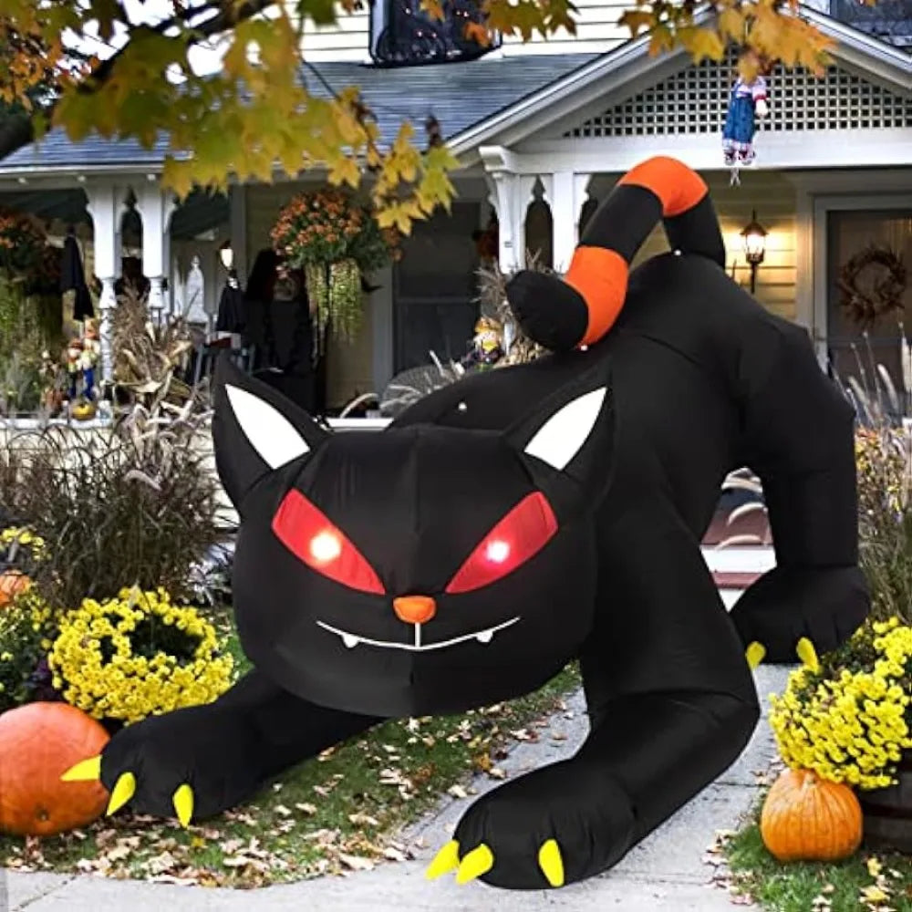 Halloween Inflatable 1.8m Black Cat Toy Shakes Head Ghost LED Lights Indoor Outdoor Yard Airblown Decoration - product image 2