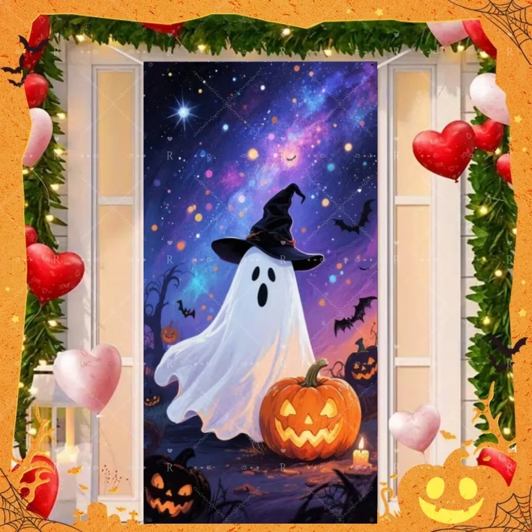 Happy Halloween Decor Door Cover Banner Horror Night Castle Bat Ghost Pumpkin - product image 30