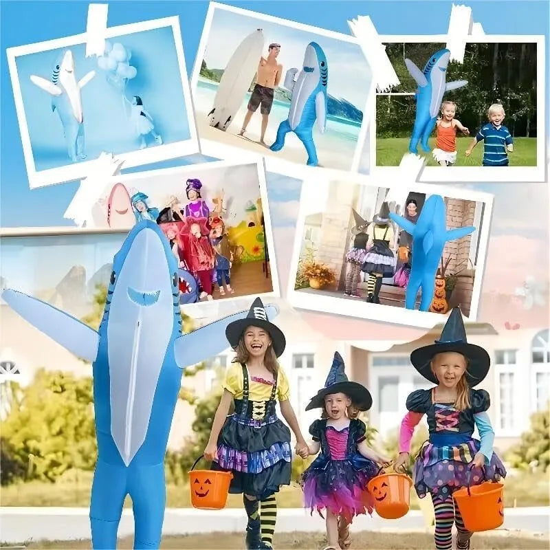 Inflatable Shark Costume Air Blow Up Jaws Jumpsuit for Adult Kids Halloween Carnival Funny Carcharias Suit - product image 5