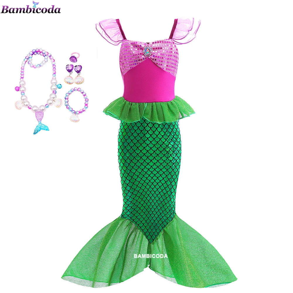 Ariel-Inspired Mermaid Princess Costume for Girls | Dress-Up Gown