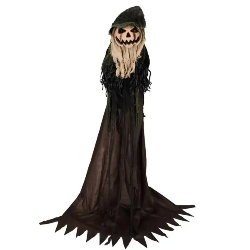 5.7ft Decorations Outdoor Life Size Animatronics Wizard with Pumpkin