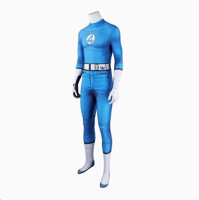 Superhero MR.Fantastic Costume Suit First Steps Outfit Blue Jumpsuit Adult Men Halloween - jumpsuit / L