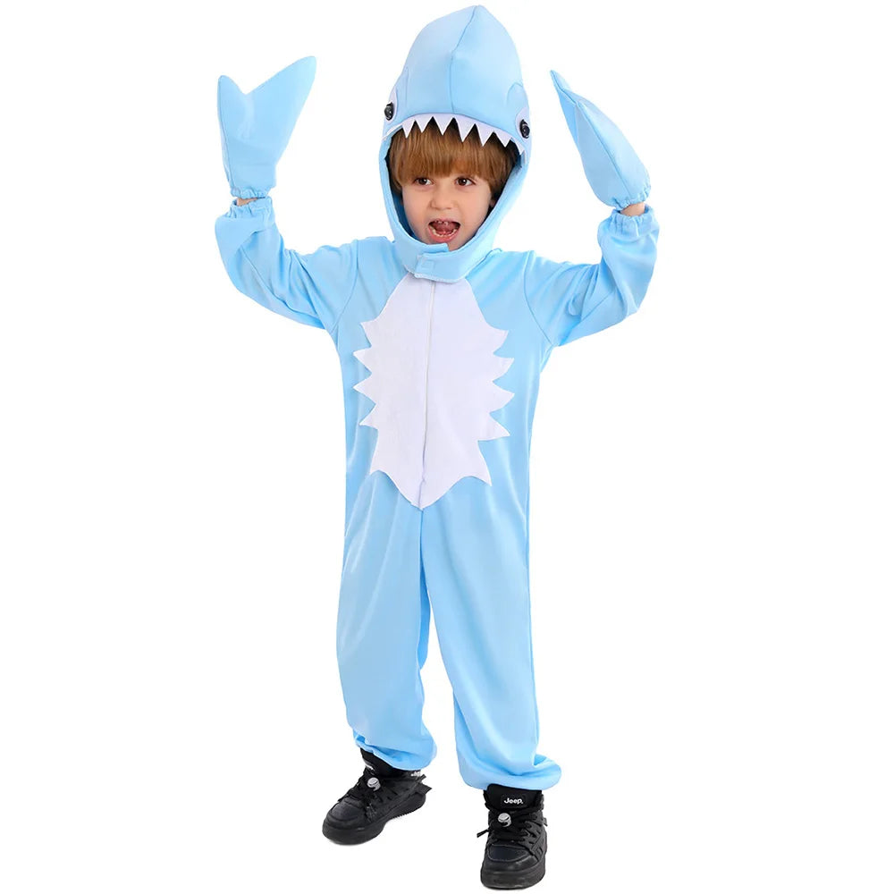 Ocean Halloween Cosplay Little Shark Mermaid Flounder Costume Funny Sea Creature Clownfish Boys