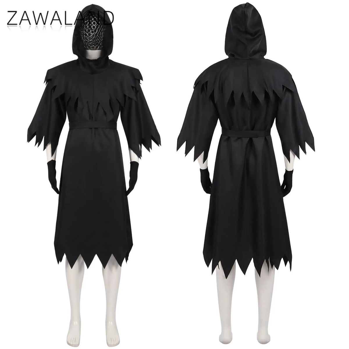 Zawaland Halloween Death Costume Medieval Grim Reaper Robe Gothic Monk Cloak