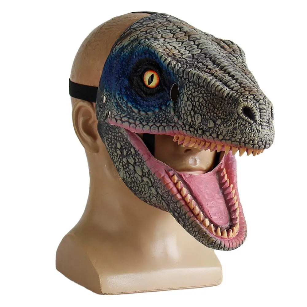 Child Horror Dinosaur Headgear Maks Cosplay Kids Scary Dragon Moveable Open Mouth Latex Mask Halloween Party - product image 