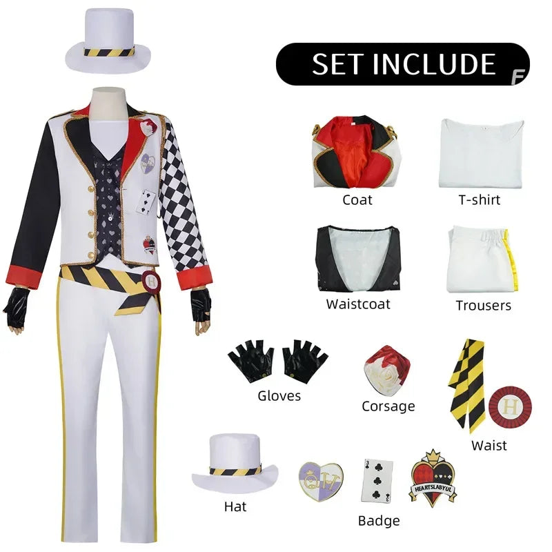 Twisted Wonderland Ace Trappola Costume Deuce Adult Uniform Anime Trey Halloween Cater - E Costume / M