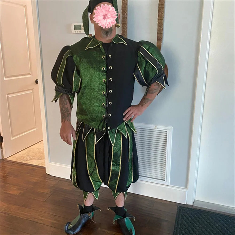 Renaissance Court Jester Costume Suit Medieval Jester Circus Clown Costume Women Men Adult - Color 1 / XS（old）
