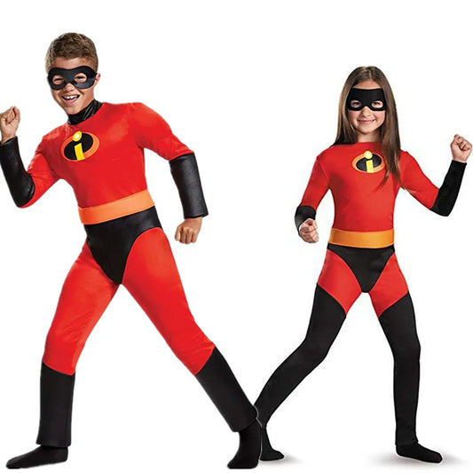 Kids' Superhero Anime Incredible Mr Red Jumpsuit Costume