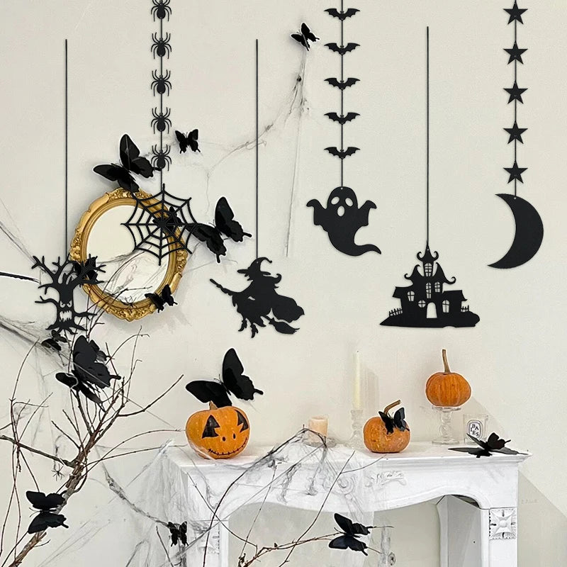 1set Halloween Decoration Banner Bunting Scary Spider Ghost Bat Hanging - product image 4