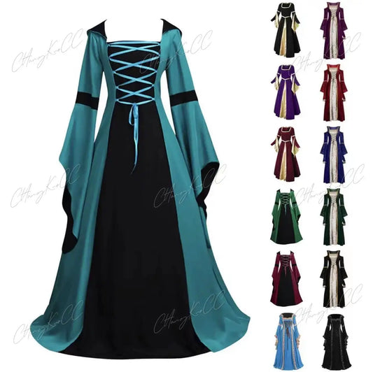Women's Medieval Vintage Full-Skirt Vintage Long Sleeve Hollow Costume