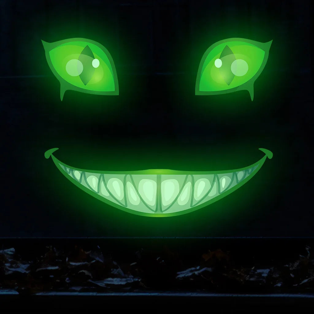 Scary Clown Face Glow-in-the-Dark Halloween Wall Decal