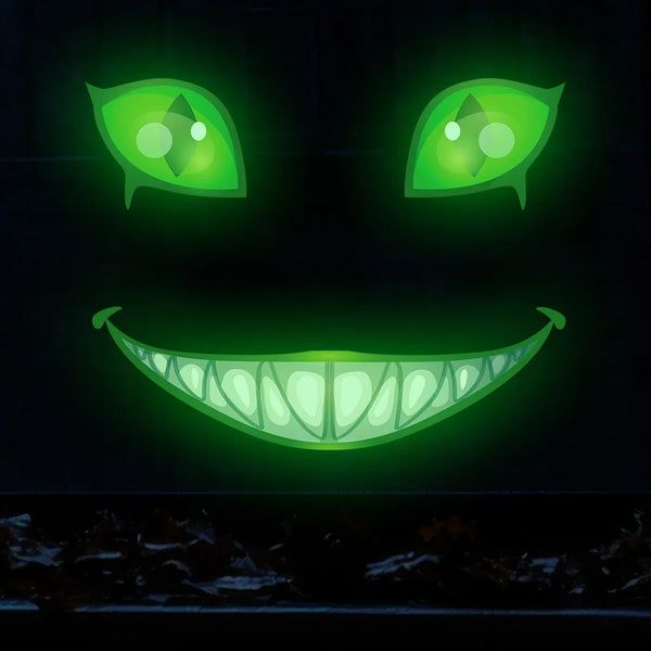 Scary Clown Face Glow-in-the-Dark Halloween Wall Decal
