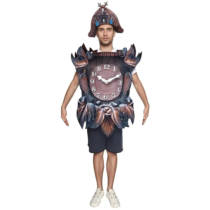 Adult Halloween Funny Costumes Realistic Cuckoo Wall Clock Costume Tropical Cute Dress Up Party Cosplay Roleplay Suit Brown
