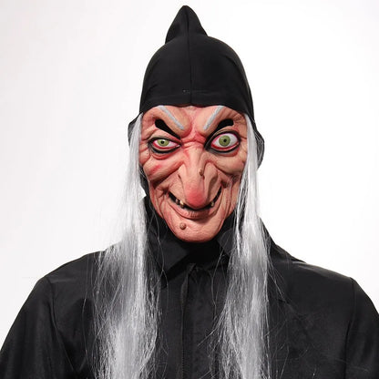 Halloween Witch Mask Cosplay Scary Ghost Face Sorceress Old Nana Grandma Latex Helmet Dress Up Party Costume - product image 6