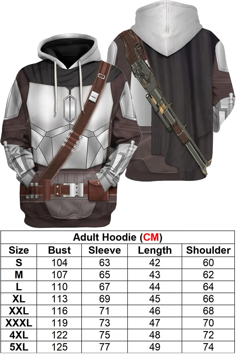Din Djarin Costume Adult Kids Battle Armor Printed Hoodie Pant Movie Space Bounty Hunter - Kids Suit A / M