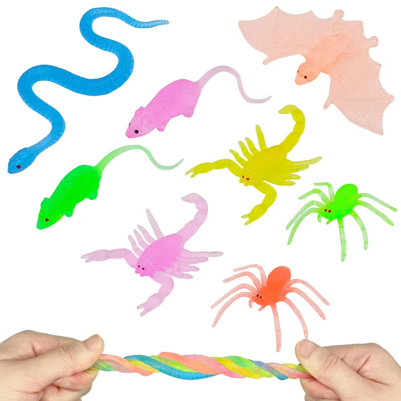 10PCS Plastic Snakes Bats Rats Scorpions Small Fake Tiny Spiders Halloween Realistic Spider Toys Terror Funny Prank Props