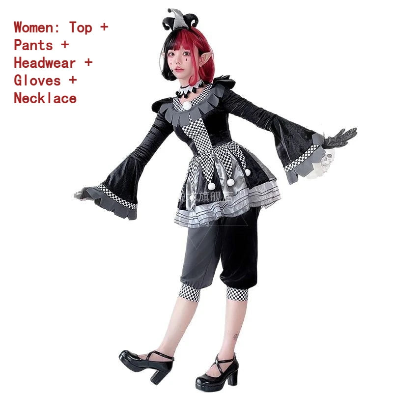 You're My Secret Couple's Clown Costumes Suit Halloween Adult Cosplay Costumes Gothic Clown Top Pant with - product image 6