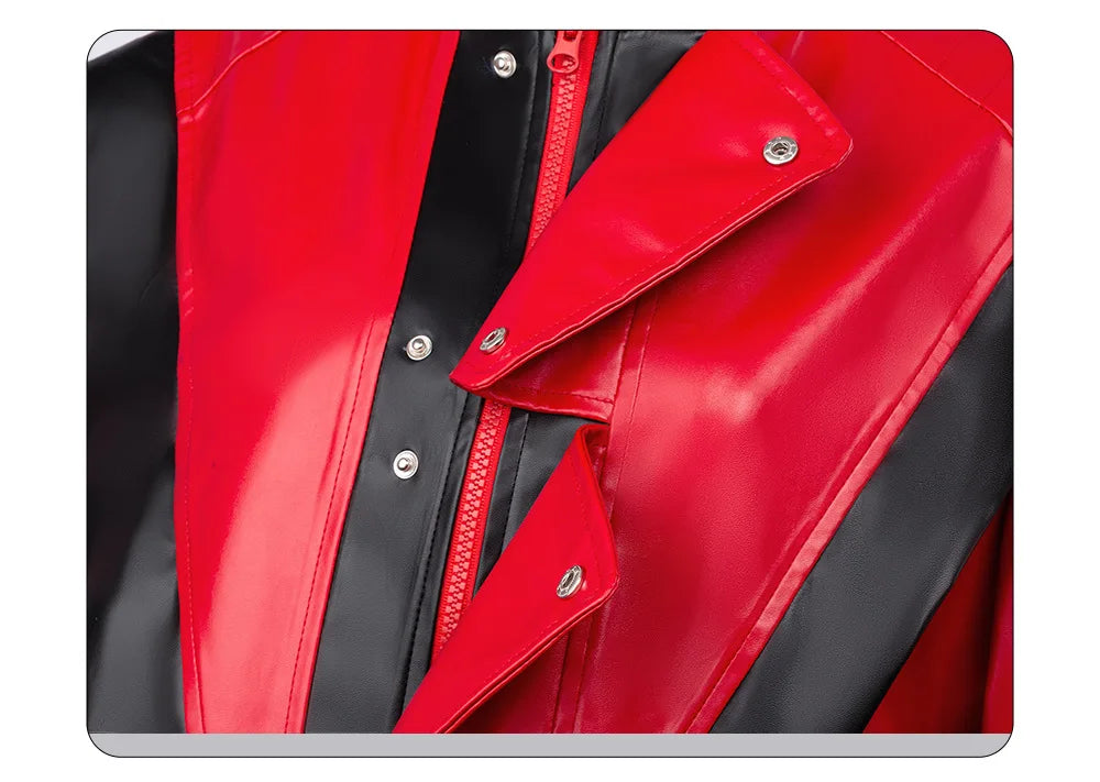 Michael Jackson Thriller Scary Costume Movie Red Leather Jacket Pants Uniform Anime - suits / XXL
