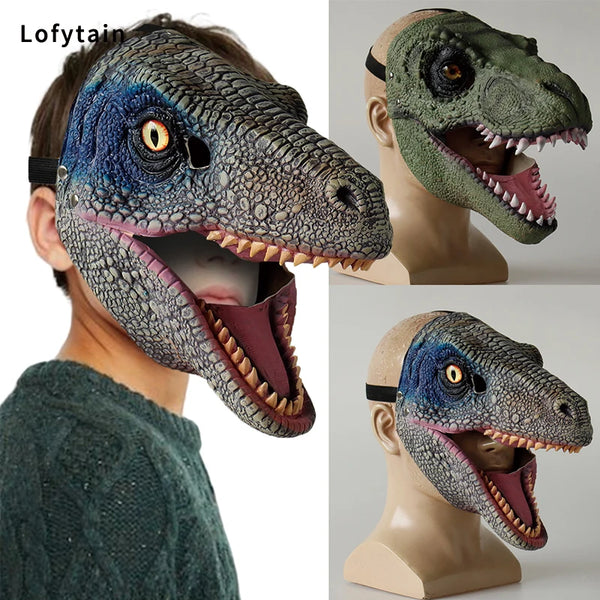 Child Horror Dinosaur Headgear Maks Cosplay Kids Scary Dragon Moveable Open Mouth Latex Mask Halloween Party - product image 1