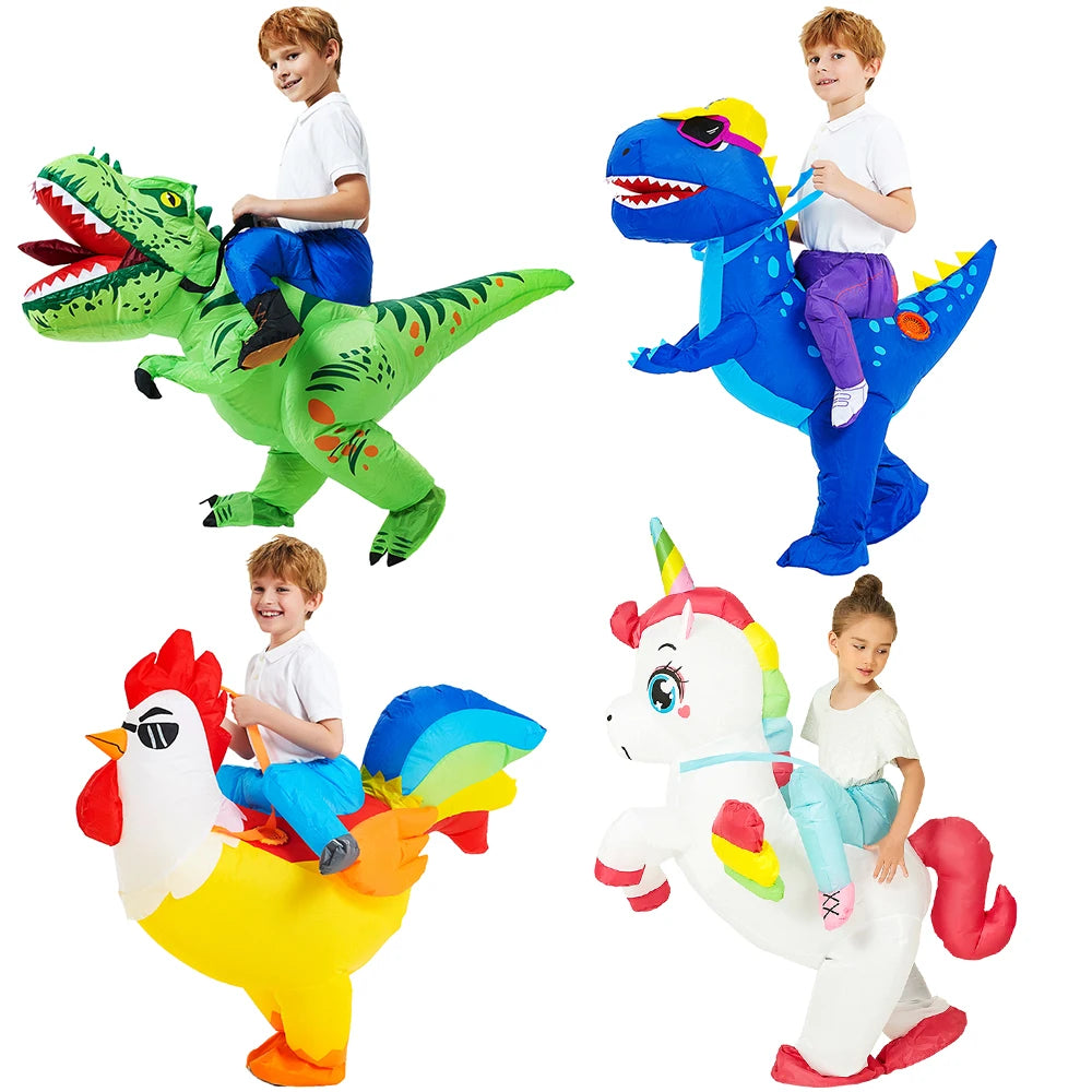 Child Kids Mascot Dinosaur Inflatable Costumes Unicorn Rooster Anime Dress Suits