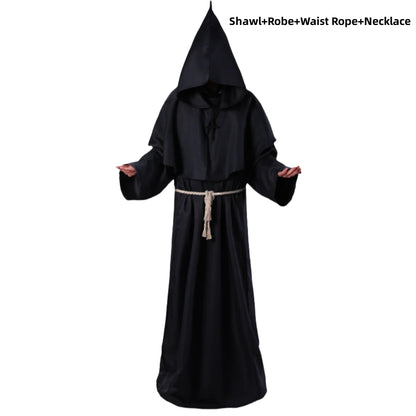 Adult Wizard Middle Ages Christian Monk Friar Priest Hooded Costume - alternate view 9