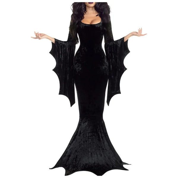 Women's Witch Costume Retro Black Gothic Morticia Mermaid Dress Women's Halloween Carnival Vampire Bride Role - product image 1