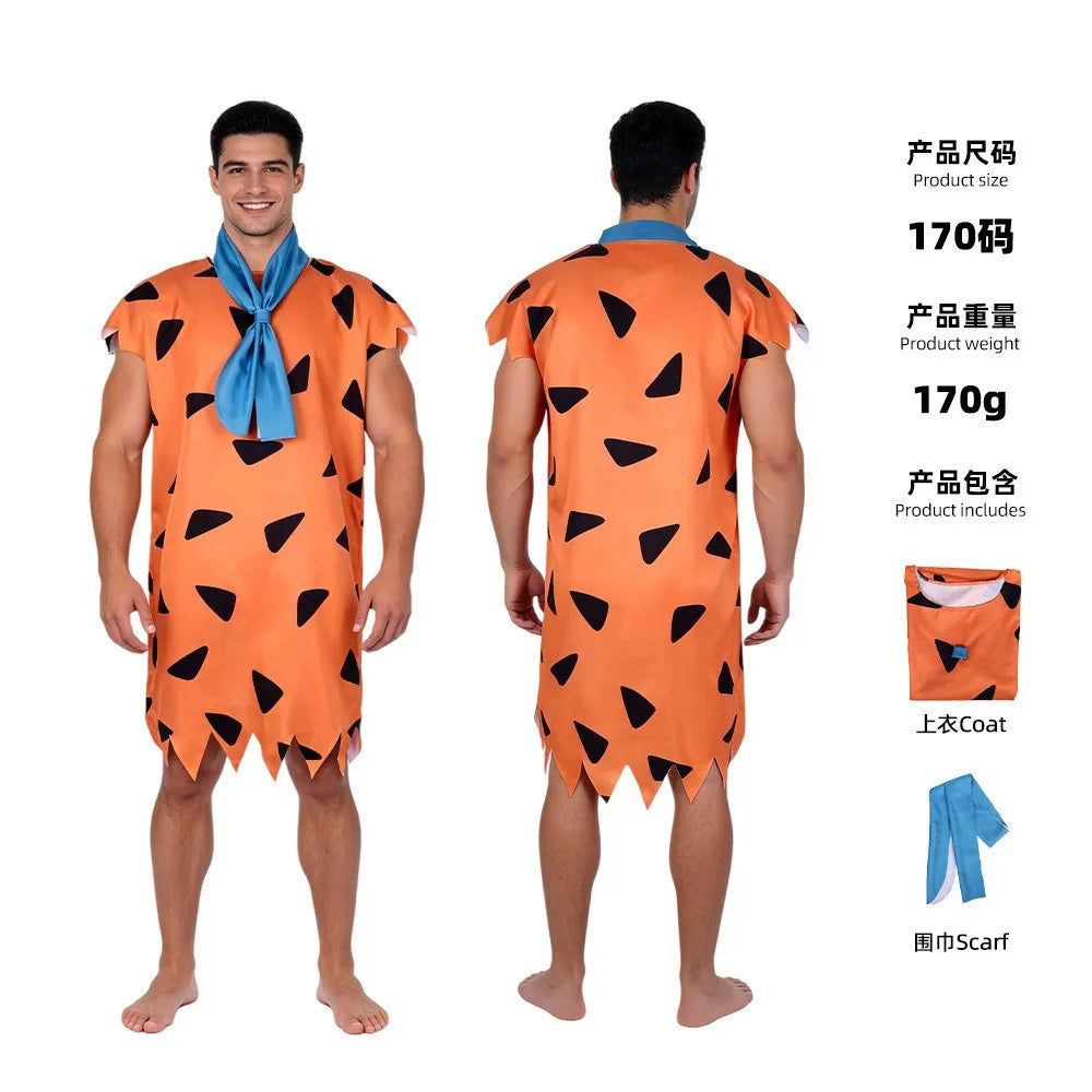 Modern Primitive People Fred and Wilma Flintstone Costume Barney Rubble Caveman Outfit - Rubble Cosgtume / Kids 130-150cm