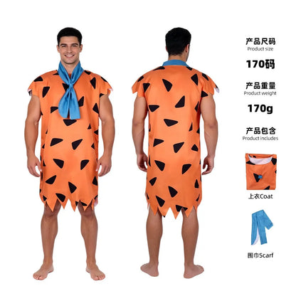 Modern Primitive People Fred and Wilma Flintstone Costume Barney Rubble Caveman Outfit - Rubble Cosgtume / Kids 130-150cm