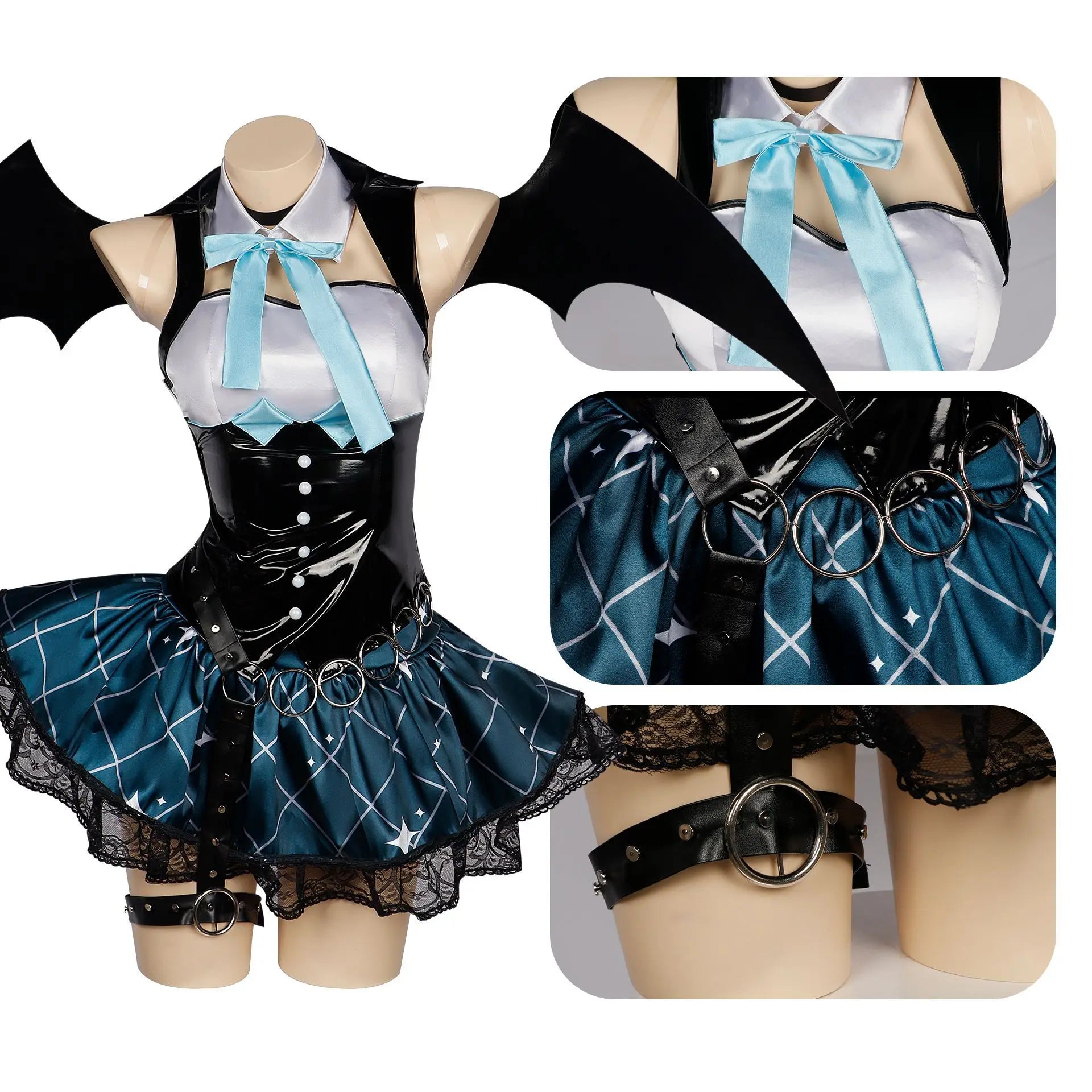 Anime Demon Miku Costume Women Sexy Dress Wings Suit Miku Cute Devil Uniform with Tail - full set / S