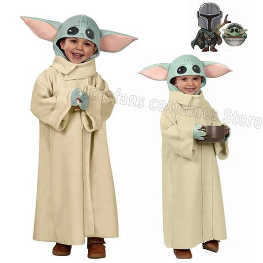 Alien Yuda Baby Hat Costume Halloween Mandalorian Robe Cloak Costume Cute Disguise for - Khaki / XL