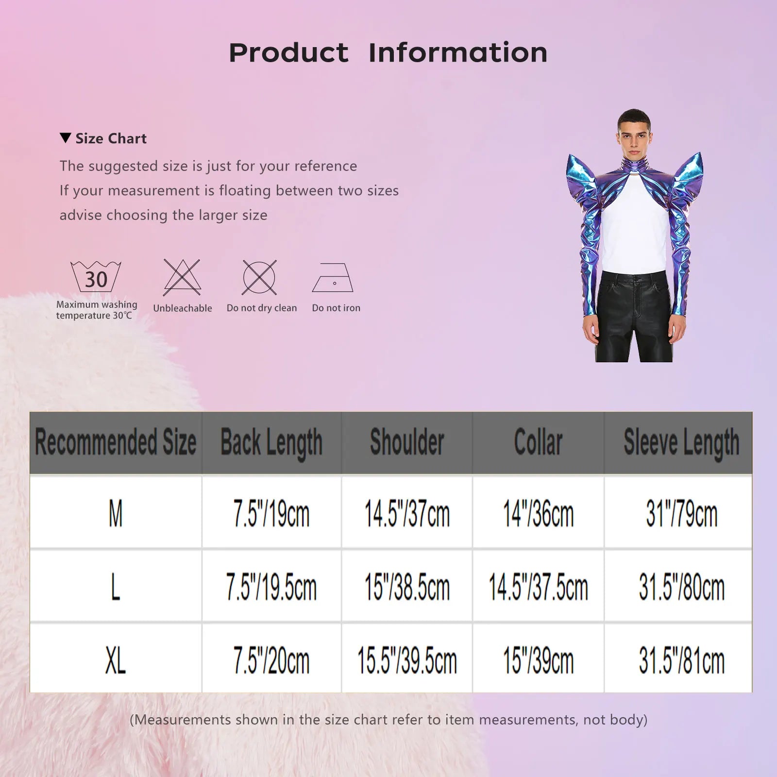 Men's Disco Bolero Iridescent Metallic Shoulder Armor Long Sleeve Costume - alternate view 5