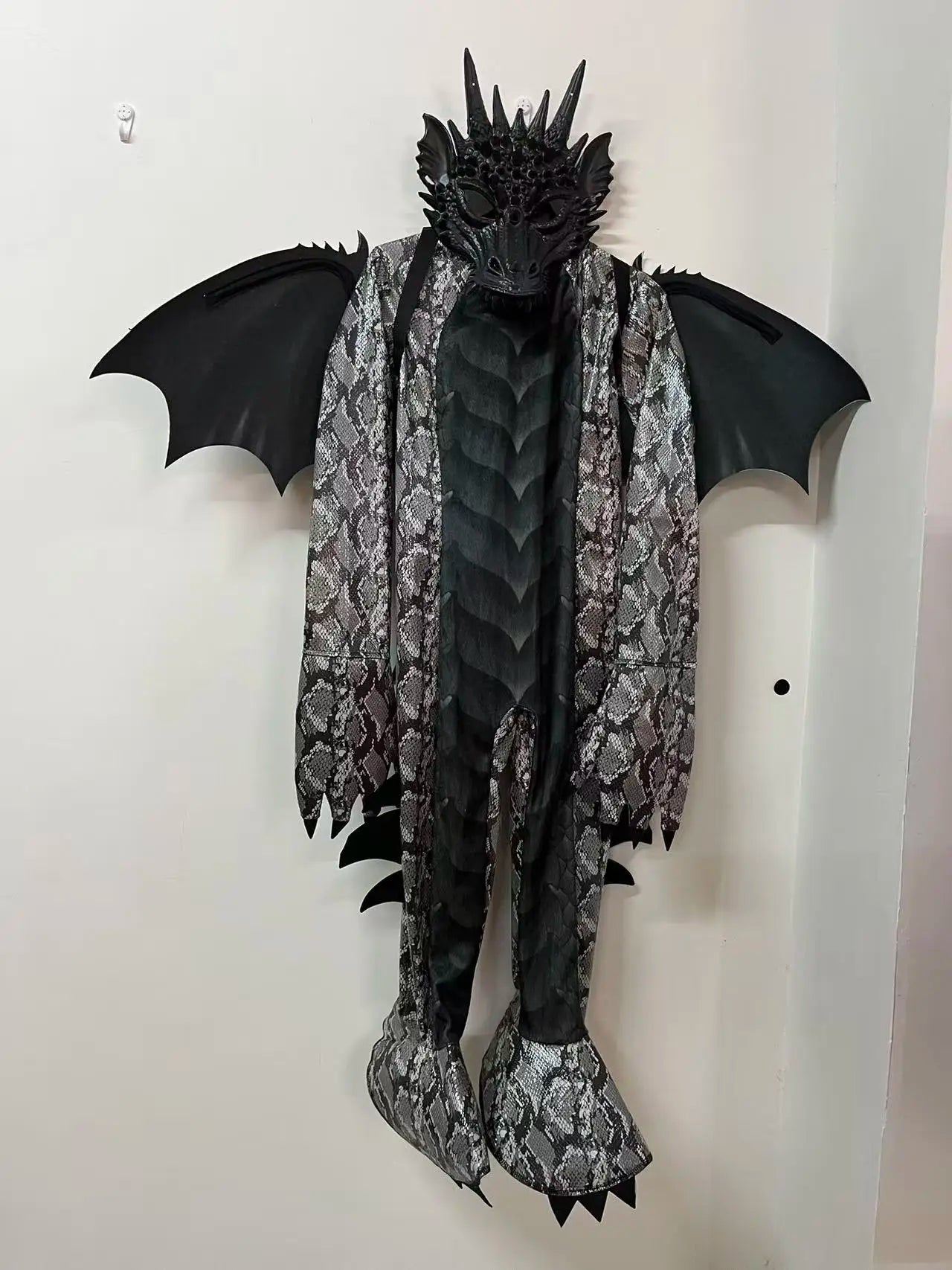 Dragon Jumpsuit With Wing And Mask Outfit Child Boys Black Blue Dragon Costume Dress