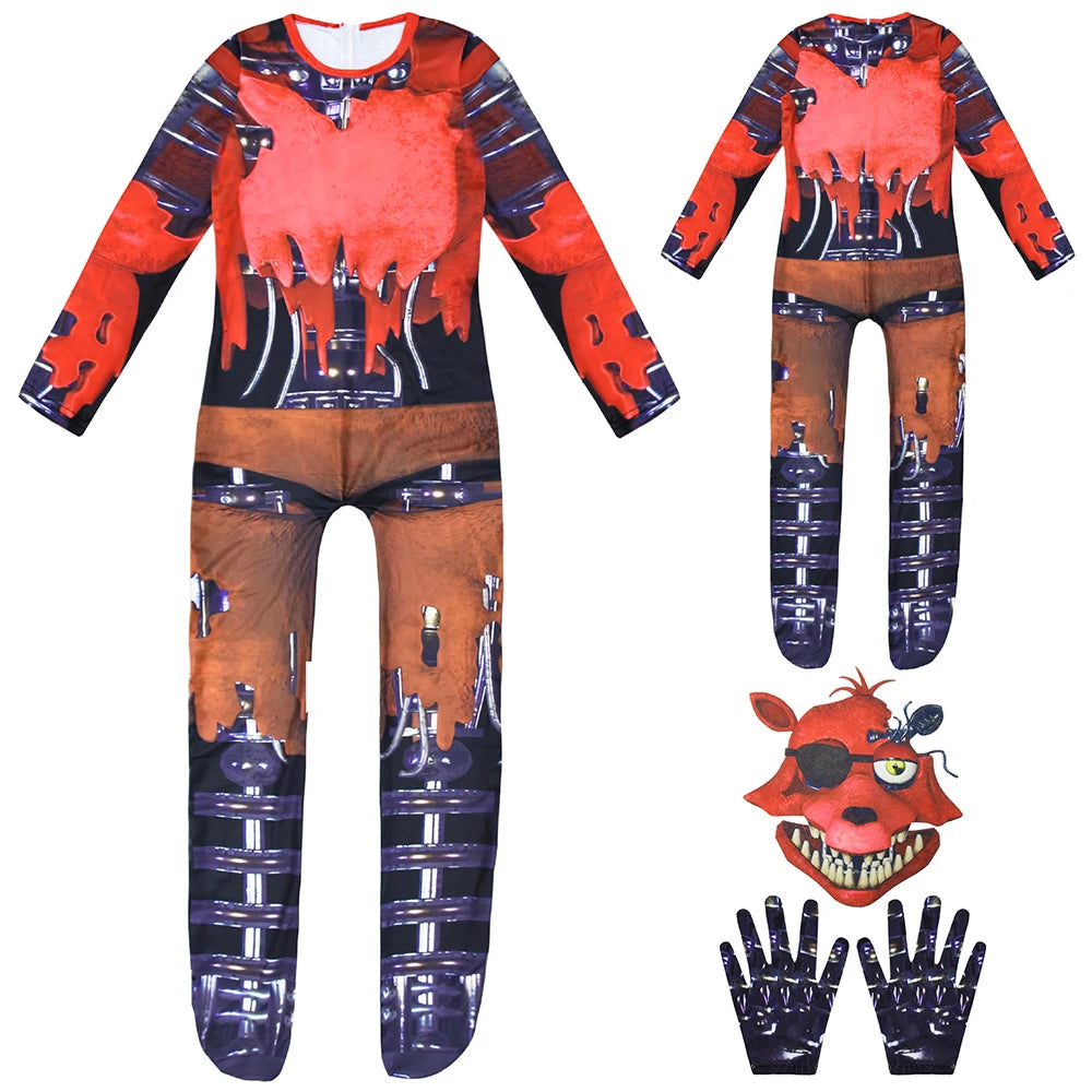 Kids Horriable Halloween Costume Five Nights F-Freddyeds Jumpsuit Cosplay Nightmare BonnieD Wolf Anime - product image 2