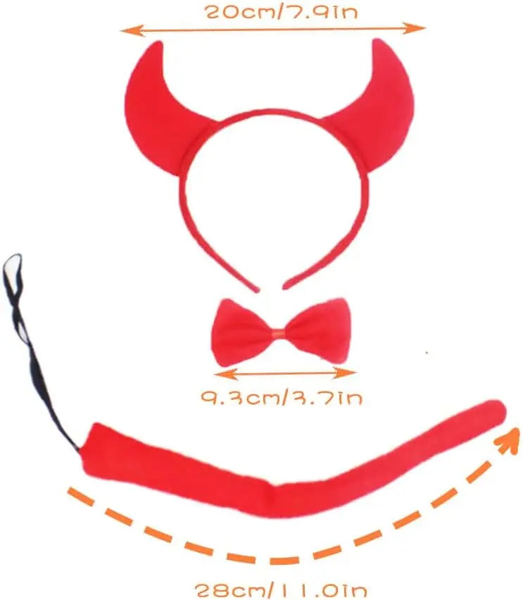 Halloween Demon Horns Costume Set Tutu Skirt Bow Headband Tail Costumes Animal Costume - for teens or women