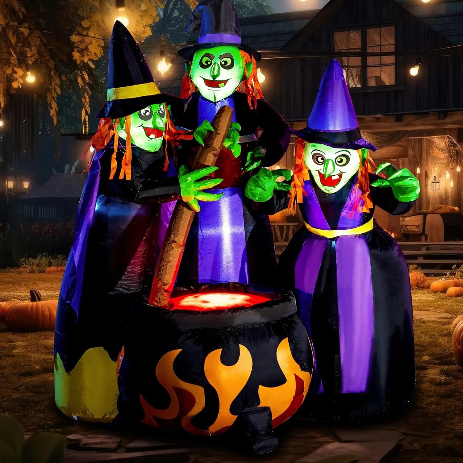 Joyfy 6ft Inflatable Witches Outdoor Cauldron Pot Large Decorations