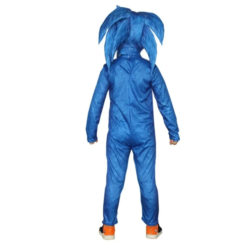 Sonic-Inspired Hedgehog Kids' Halloween Costume with Helmet & Gloves
