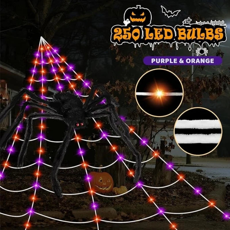 26.2 FT Spider Light-Up Outdoor Halloween Spider Web Decoration Costume - product image 5