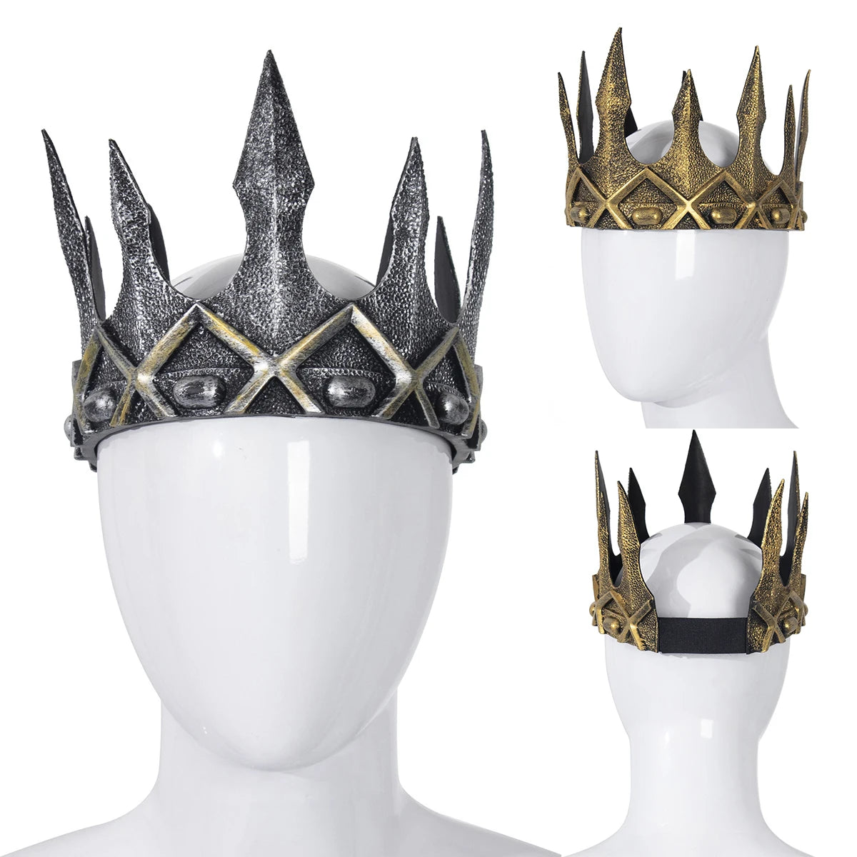 Royal King Crown – Gold or Silver Medieval Costume Headpiece