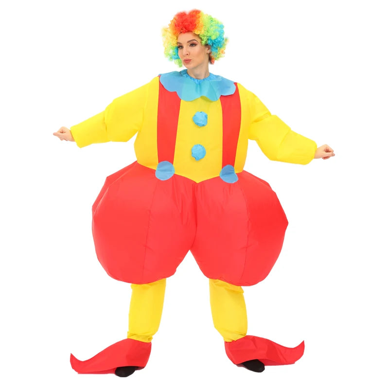 Adult Halloween Costume Handstand Clown Inflatable Costume Blow Up Pig Outfit Dress Ballet - Yellow Clown / Adult 59.1–76.8 in (150–195 cm)