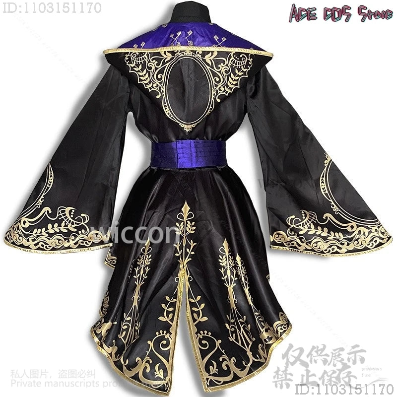 Anime Twisted Wonderland Costume Riddle Black Fancy Cloak Uniform Pants Headwear for - headwear / L